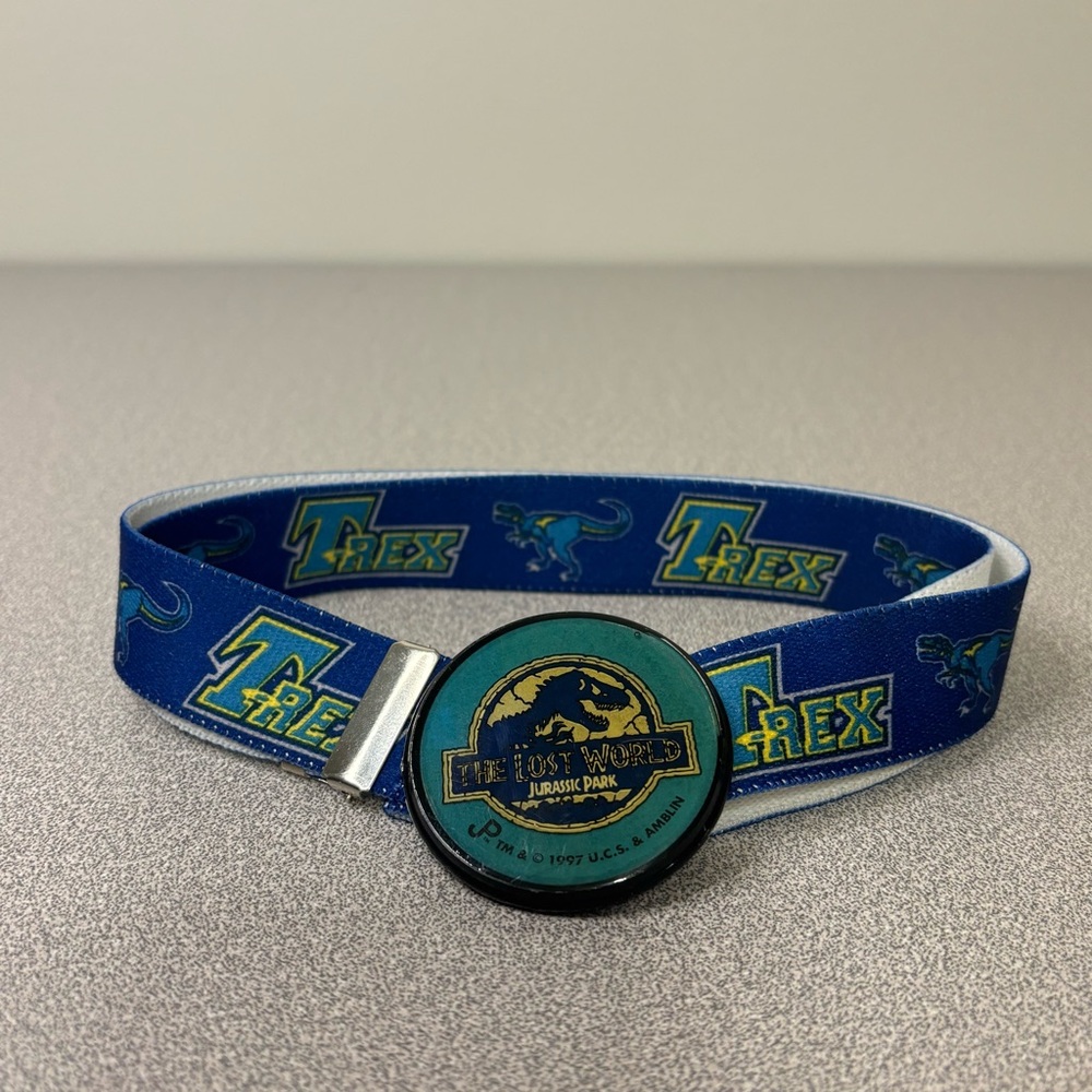 Rare Vintage The Lost World Jurassic Park 90s Kids Belt 1997 T-Rex Boys